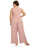 Millicent Jumpsuit/Pantsuit Scoop Neck Ankle-Length Chiffon Lace Mother of the Bride Dress STK126P0014746