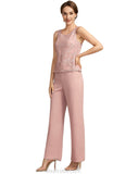 Millicent Jumpsuit/Pantsuit Scoop Neck Ankle-Length Chiffon Lace Mother of the Bride Dress STK126P0014746