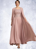 Genevieve A-Line Scoop Neck Ankle-Length Chiffon Lace Mother of the Bride Dress STK126P0014747