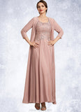 Genevieve A-Line Scoop Neck Ankle-Length Chiffon Lace Mother of the Bride Dress STK126P0014747