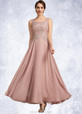 Genevieve A-Line Scoop Neck Ankle-Length Chiffon Lace Mother of the Bride Dress STK126P0014747