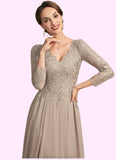 Lily A-Line V-neck Floor-Length Chiffon Lace Mother of the Bride Dress STK126P0014754