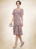 Janae A-Line Scoop Neck Knee-Length Chiffon Mother of the Bride Dress With Cascading Ruffles STK126P0014755