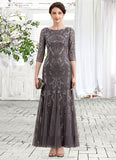 Paisley Sheath/Column Scoop Neck Ankle-Length Tulle Sequined Mother of the Bride Dress STK126P0014758