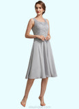 Serena A-Line Square Neckline Knee-Length Chiffon Lace Mother of the Bride Dress STK126P0014759