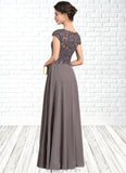 Jaylyn A-Line Scoop Neck Floor-Length Chiffon Lace Mother of the Bride Dress With Beading STK126P0014761