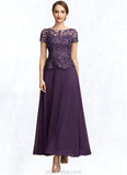 Nevaeh A-Line Scoop Neck Ankle-Length Chiffon Lace Mother of the Bride Dress With Sequins STK126P0014769