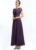 Nevaeh A-Line Scoop Neck Ankle-Length Chiffon Lace Mother of the Bride Dress With Sequins STK126P0014769