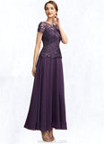 Nevaeh A-Line Scoop Neck Ankle-Length Chiffon Lace Mother of the Bride Dress With Sequins STK126P0014769