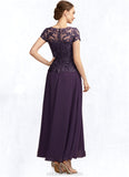 Nevaeh A-Line Scoop Neck Ankle-Length Chiffon Lace Mother of the Bride Dress With Sequins STK126P0014769