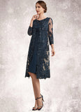 Kit Sheath/Column Scoop Neck Knee-Length Chiffon Lace Mother of the Bride Dress With Sequins STK126P0014771