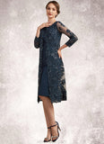 Kit Sheath/Column Scoop Neck Knee-Length Chiffon Lace Mother of the Bride Dress With Sequins STK126P0014771