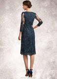 Kit Sheath/Column Scoop Neck Knee-Length Chiffon Lace Mother of the Bride Dress With Sequins STK126P0014771