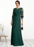 Lauretta A-Line Scoop Neck Floor-Length Chiffon Lace Mother of the Bride Dress With Beading Sequins STK126P0014773