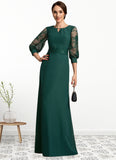 Lauretta A-Line Scoop Neck Floor-Length Chiffon Lace Mother of the Bride Dress With Beading Sequins STK126P0014773