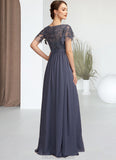 Myah A-Line Scoop Neck Floor-Length Chiffon Lace Mother of the Bride Dress With Sequins STK126P0014775