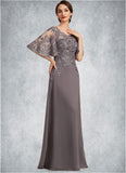 Riya A-Line Scoop Neck Floor-Length Chiffon Lace Mother of the Bride Dress With Sequins STK126P0014776