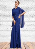 Lilliana A-Line Scoop Neck Floor-Length Chiffon Mother of the Bride Dress With Beading Cascading Ruffles STK126P0014781