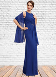 Lilliana A-Line Scoop Neck Floor-Length Chiffon Mother of the Bride Dress With Beading Cascading Ruffles STK126P0014781