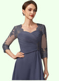 Silvia A-Line Sweetheart Asymmetrical Chiffon Lace Mother of the Bride Dress With Beading Sequins STK126P0014783