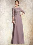 Scarlett A-Line Scoop Neck Floor-Length Chiffon Lace Mother of the Bride Dress STK126P0014788