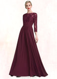 Alessandra A-Line Scoop Neck Floor-Length Chiffon Lace Mother of the Bride Dress With Ruffle Beading Sequins STK126P0014792