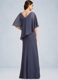 Ruby A-Line Scoop Neck Floor-Length Chiffon Mother of the Bride Dress With Beading STK126P0014793