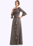 Carissa A-Line Scoop Neck Floor-Length Chiffon Lace Mother of the Bride Dress With Beading Cascading Ruffles STK126P0014797