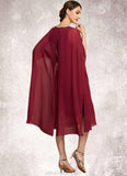 Carley A-Line Scoop Neck Knee-Length Chiffon Mother of the Bride Dress With Beading Sequins STK126P0014798