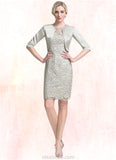 Millie Sheath/Column Scoop Neck Knee-Length Lace Mother of the Bride Dress STK126P0014802