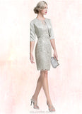 Millie Sheath/Column Scoop Neck Knee-Length Lace Mother of the Bride Dress STK126P0014802