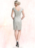 Millie Sheath/Column Scoop Neck Knee-Length Lace Mother of the Bride Dress STK126P0014802