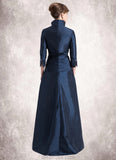 Jordin A-Line V-neck Floor-Length Taffeta Mother of the Bride Dress With Ruffle Beading STK126P0014807