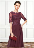 Crystal A-Line Scoop Neck Floor-Length Chiffon Lace Mother of the Bride Dress With Beading Sequins STK126P0014810