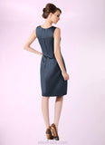 Marely Sheath/Column Scoop Neck Knee-Length Satin Mother of the Bride Dress STK126P0014812