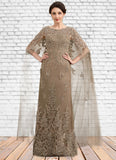 America Sheath/Column Scoop Neck Floor-Length Lace Mother of the Bride Dress STK126P0014815