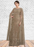 America Sheath/Column Scoop Neck Floor-Length Lace Mother of the Bride Dress STK126P0014815