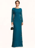 Sherlyn Sheath/Column Scoop Neck Floor-Length Stretch Crepe Mother of the Bride Dress With Appliques Lace STK126P0014822