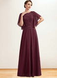 Ayanna A-Line Scoop Neck Floor-Length Chiffon Lace Mother of the Bride Dress With Sequins STK126P0014834