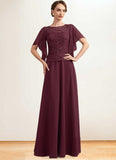 Ayanna A-Line Scoop Neck Floor-Length Chiffon Lace Mother of the Bride Dress With Sequins STK126P0014834