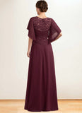 Ayanna A-Line Scoop Neck Floor-Length Chiffon Lace Mother of the Bride Dress With Sequins STK126P0014834