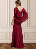 Kimora Trumpet/Mermaid Scoop Neck Floor-Length Chiffon Mother of the Bride Dress With Ruffle STK126P0014842