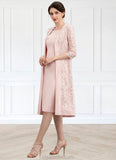 Christine Sheath/Column Scoop Neck Knee-Length Lace Stretch Crepe Mother of the Bride Dress STK126P0014843