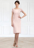 Christine Sheath/Column Scoop Neck Knee-Length Lace Stretch Crepe Mother of the Bride Dress STK126P0014843