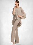 Karissa Jumpsuit/Pantsuit Scoop Neck Floor-Length Chiffon Mother of the Bride Dress STK126P0014864