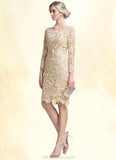 Azaria Sheath/Column Scoop Neck Knee-Length Lace Mother of the Bride Dress STK126P0014865