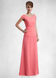 Angelica A-Line Scoop Neck Floor-Length Chiffon Mother of the Bride Dress With Ruffle Beading STK126P0014872