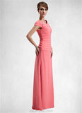 Angelica A-Line Scoop Neck Floor-Length Chiffon Mother of the Bride Dress With Ruffle Beading STK126P0014872