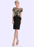 Lucy Sheath/Column Scoop Neck Knee-Length Chiffon Mother of the Bride Dress With Lace Cascading Ruffles STK126P0014887