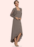 Grace A-Line Square Neckline Asymmetrical Chiffon Mother of the Bride Dress With Appliques Lace Sequins STK126P0014888